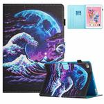 For iPad Air / Air 2 / 9.7 2017 / 2018 Colored Drawing Stitching Leather Tablet Smart Case(Sea Wave)