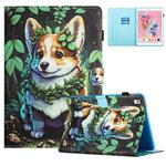 For iPad 10.2 2020/2019 / Air 10.5 Colored Drawing Stitching Leather Tablet Smart Case(Corgi)