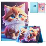 For iPad 10.2 2020/2019 / Air 10.5 Colored Drawing Stitching Leather Tablet Smart Case(Yellow Cat)