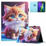 For iPad 10th Gen 10.9 2022 Colored Drawing Stitching Leather Tablet Smart Case(Yellow Cat)