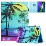 For iPad Pro 11 2024 Colored Drawing Stitching Leather Tablet Smart Case(Coconut Tree)