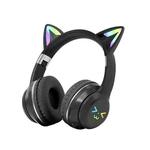 BT612 LED Cat Ear Single Sound Folding Bluetooth Earphone with Microphone(Black)