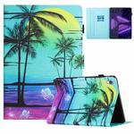 For Lenovo Tab M10 HD Gen 2 X306X Colored Drawing Stitching Leather Tablet Smart Case(Coconut Tree)