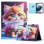 For Lenovo Tab M10 Plus 3rd Gen Colored Drawing Stitching Leather Tablet Smart Case(Yellow Cat)