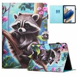 For Lenovo Tab M10 Plus 3rd Gen Colored Drawing Stitching Leather Tablet Smart Case(Raccoon)