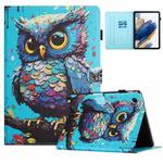 For Lenovo Tab M10 Plus 3rd Gen Colored Drawing Stitching Leather Tablet Smart Case(Owl)