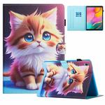 For Samsung Galaxy Tab A7 Lite Colored Drawing Stitching Leather Tablet Smart Case(Yellow Cat)