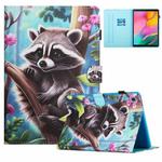 For Samsung Galaxy Tab A7 Lite Colored Drawing Stitching Leather Tablet Smart Case(Raccoon)