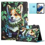 For Samsung Galaxy Tab A8 10.5 2021 Colored Drawing Stitching Leather Tablet Smart Case(Corgi)