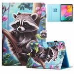 For Samsung Galaxy Tab A 10.1 2019 Colored Drawing Stitching Leather Tablet Smart Case(Raccoon)