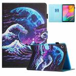 For Samsung Galaxy Tab S6 Lite Colored Drawing Stitching Leather Tablet Smart Case(Sea Wave)