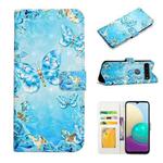 For LG K61S / K51S Oil Embossed 3D Drawing Leather Phone Case(Blue Butterflies)