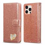 For iPhone 16 Pro Max Glitter Powder Love Leather Phone Case(Pink)