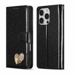 For iPhone 16 Pro Glitter Powder Love Leather Phone Case(Black)