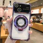 For iPhone 13 MagSafe Holder Shockproof TPU Phone Case with Lens Film(Purple)