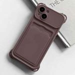 For iPhone 15 Shockproof Card Slot Frosted TPU Phone Case(Brown)