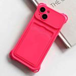 For iPhone 14 Plus Shockproof Card Slot Frosted TPU Phone Case(Rose Red)