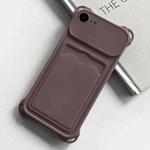 For iPhone SE 2022 / 2020 / 8 / 7 Shockproof Card Slot Frosted TPU Phone Case(Brown)