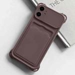 For iPhone 12 Shockproof Card Slot Frosted TPU Phone Case(Brown)