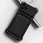 For iPhone 11 Pro Max Shockproof Card Slot Frosted TPU Phone Case(Black)