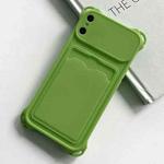 For iPhone X / XS Shockproof Card Slot Frosted TPU Phone Case(Green)