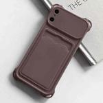 For iPhone X / XS Shockproof Card Slot Frosted TPU Phone Case(Brown)