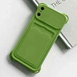 For iPhone XS Max Shockproof Card Slot Frosted TPU Phone Case(Green)