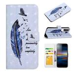 For Sony Xperia L3 Oil Embossed 3D Drawing Leather Phone Case(Blue Feather)