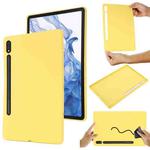 For Samsung Galaxy Tab S9 Ultra / S10 Ultra Pure Color Liquid Silicone Shockproof Tablet Case(Yellow)