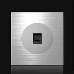 86mm Gray Aluminum Wire Drawing LED Switch Panel, Style:Telephone Socket