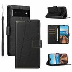 For Google Pixel 6 PU Genuine Leather Texture Embossed Line Phone Case(Black)