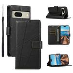 For Google Pixel 8 PU Genuine Leather Texture Embossed Line Phone Case(Black)