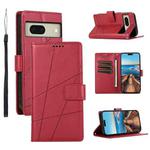 For Google Pixel 8 PU Genuine Leather Texture Embossed Line Phone Case(Red)