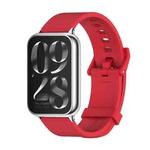 For Xiaomi Mi Band 8 Pro Mijobs Silicone Breathable Watch Band(Red+Silver)
