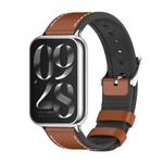 For Xiaomi Mi Band 8 Pro Mijobs TPU Leather Watch Band(Brown Silver)