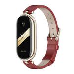 For Xiaomi Mi Band 8 Mijobs First Layer Cowhide Watch Band(Red Light Gold)