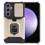 For Samsung Galaxy S23 FE 5G Camera Shield Card Slot PC+TPU Phone Case(Gold)