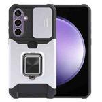 For Samsung Galaxy S23 FE 5G Camera Shield Card Slot PC+TPU Phone Case(Silver)