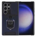 For Samsung Galaxy S24 Ultra 5G Camera Shield Card Slot PC+TPU Phone Case(Blue)