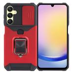 For Samsung Galaxy A25 Camera Shield Card Slot PC+TPU Phone Case(Red)