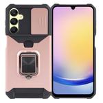 For Samsung Galaxy A25 Camera Shield Card Slot PC+TPU Phone Case(Rose Gold)