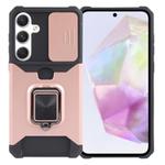 For Samsung Galaxy A35 Camera Shield Card Slot PC+TPU Phone Case(Rose Gold)