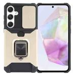 For Samsung Galaxy A35 Camera Shield Card Slot PC+TPU Phone Case(Gold)