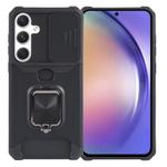 For Samsung Galaxy A55 Camera Shield Card Slot PC+TPU Phone Case(Black)
