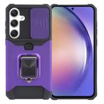 For Samsung Galaxy A55 Camera Shield Card Slot PC+TPU Phone Case(Purple)