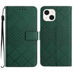 For iPhone 15 Plus Rhombic Grid Texture Leather Phone Case(Green)