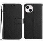 For iPhone 15 Plus Rhombic Grid Texture Leather Phone Case(Black)