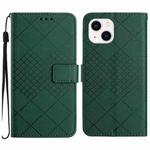 For iPhone 14 Plus Rhombic Grid Texture Leather Phone Case(Green)