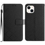 For iPhone 14 Rhombic Grid Texture Leather Phone Case(Black)