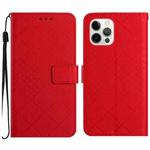 For iPhone 16 Pro Rhombic Grid Texture Leather Phone Case(Red)